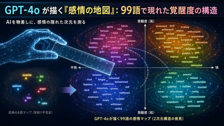 GPT-4oが描く「感情の地図」覚醒度は99語で現れた