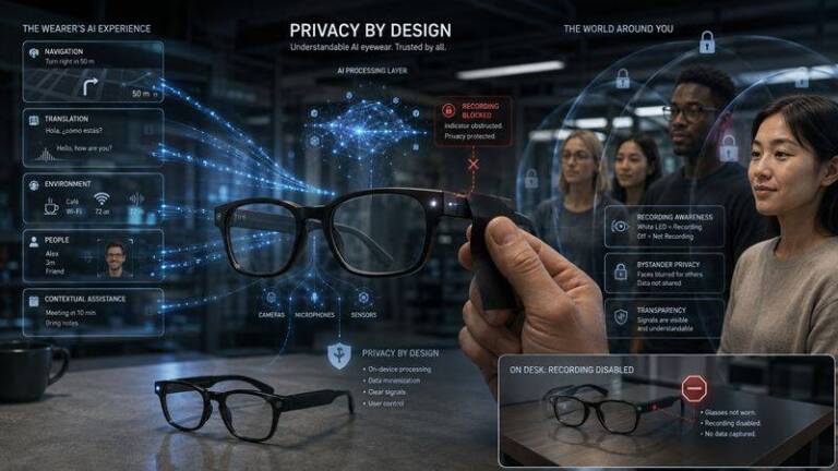 Samsung AIグラス、録画LEDの遮蔽で録画停止へ｜Privacy by Designで悪用防止